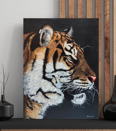Großes tiger acrylgemälde - großes,